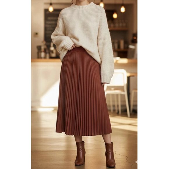 Babaton Dresses & Skirts - Babaton Pleated Crepe Skirt in Rust, size Small